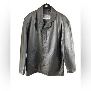 Fashion Elements Vintage Men's Black Leather Jacket Size M